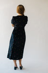 The Kesti Embroidered Midi Dress in Black Velour