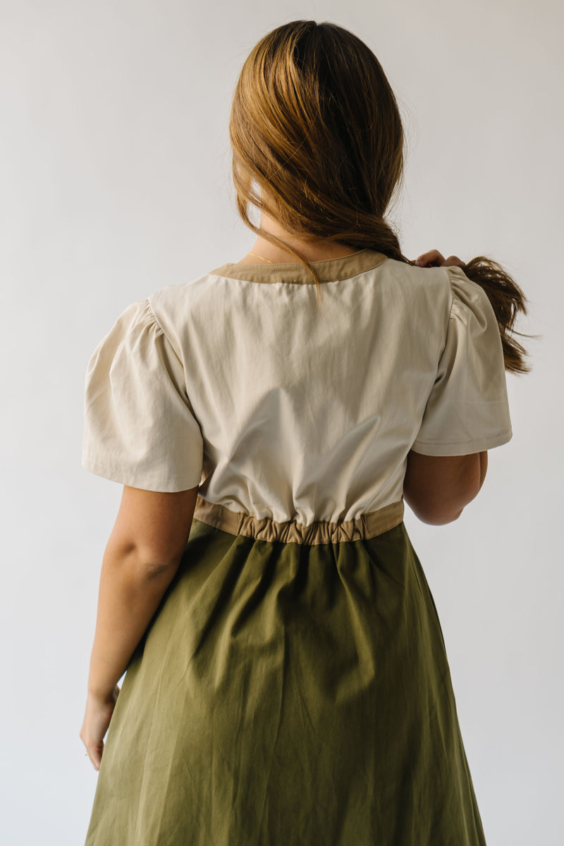 The Ellerston Colorblock Midi Dress in Olive