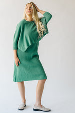 The Dinora Ribbed Blouse + Dress Set in Pistachio