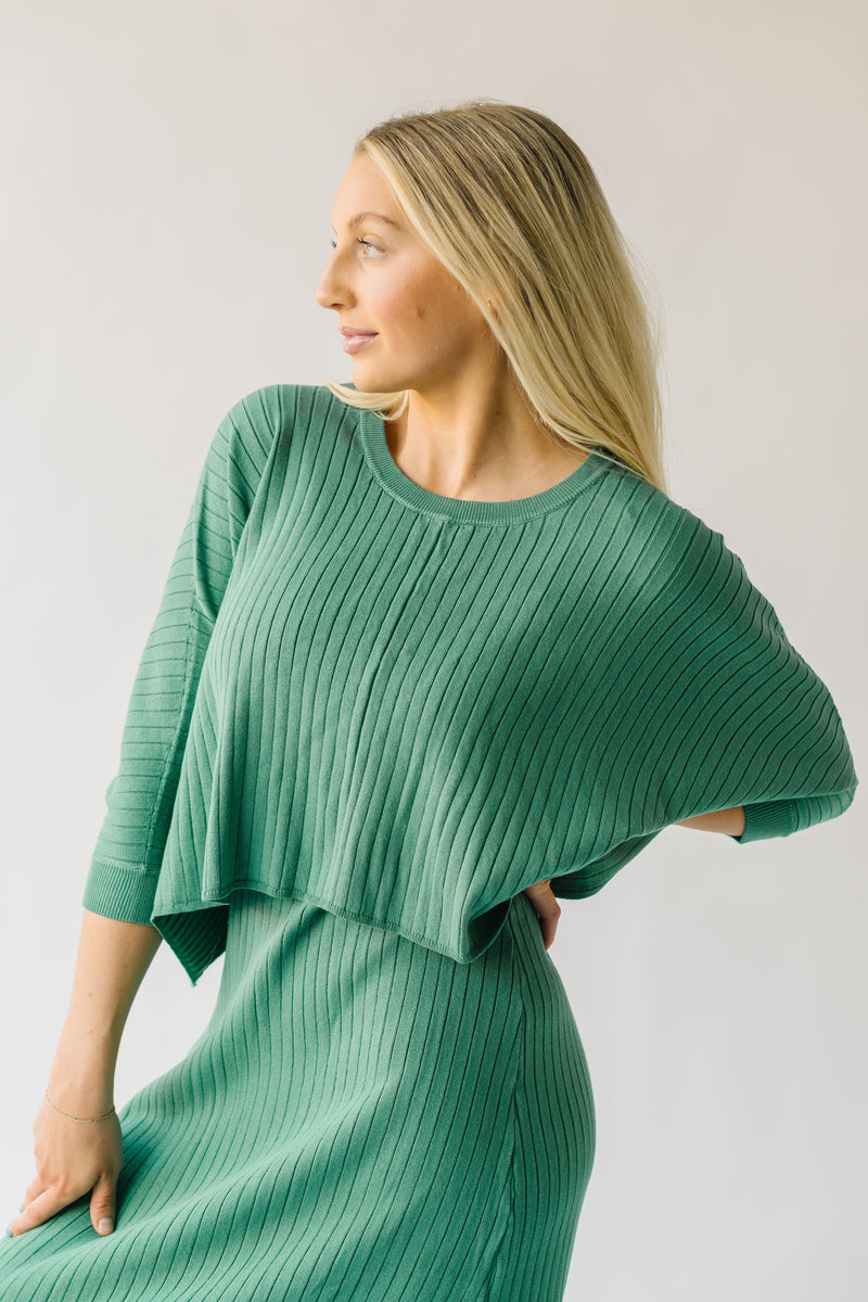 The Dinora Ribbed Blouse + Dress Set in Pistachio