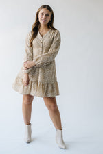 The Latimer Embroidered Button-Up Dress in Taupe