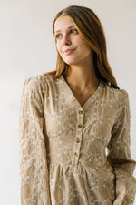 The Latimer Embroidered Button-Up Dress in Taupe