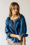 The Stamford Ruffle Detail Blouse in Dark Denim