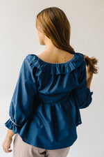 The Stamford Ruffle Detail Blouse in Dark Denim