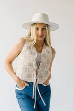 The Atwater Checkered Floral Vest in Natural