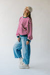 The Namara Striped Long Sleeve Tee in Magenta