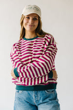 The Namara Striped Long Sleeve Tee in Magenta