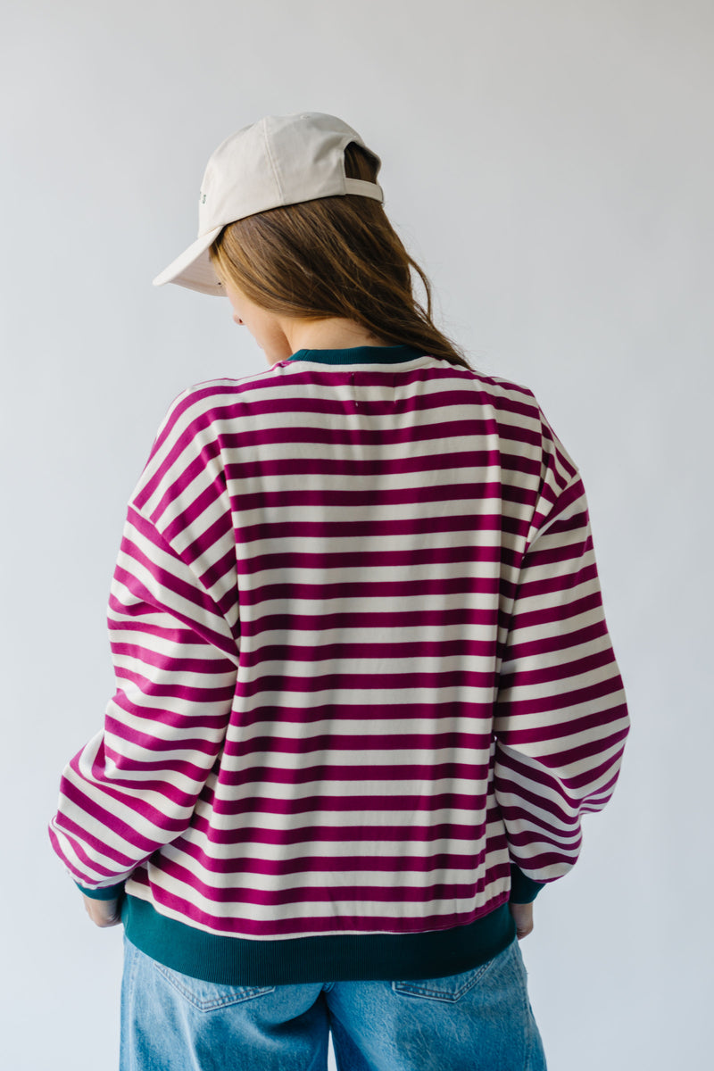 The Namara Striped Long Sleeve Tee in Magenta