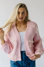 The Stegner Ribbon Knit Cardigan in Pink