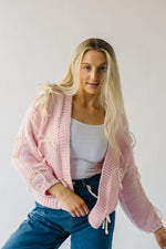 The Stegner Ribbon Knit Cardigan in Pink