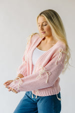 The Stegner Ribbon Knit Cardigan in Pink