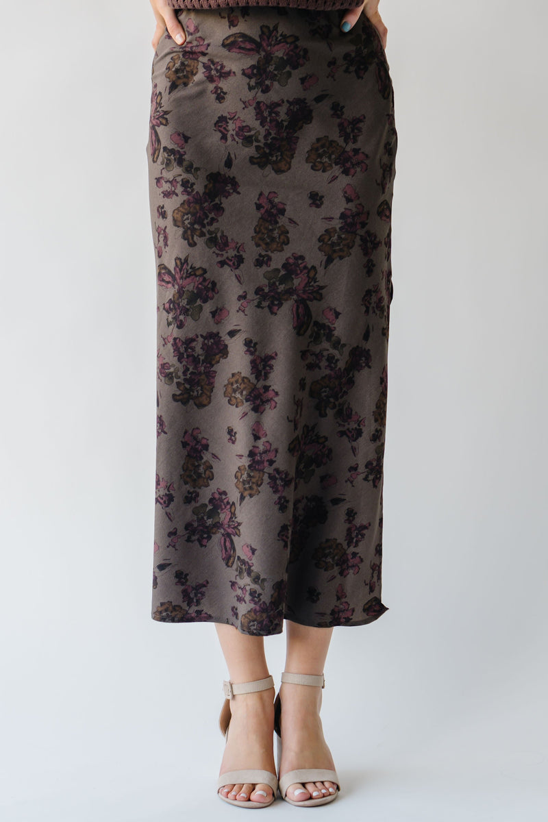 The Andover Floral Maxi Skirt in Mushroom Multi