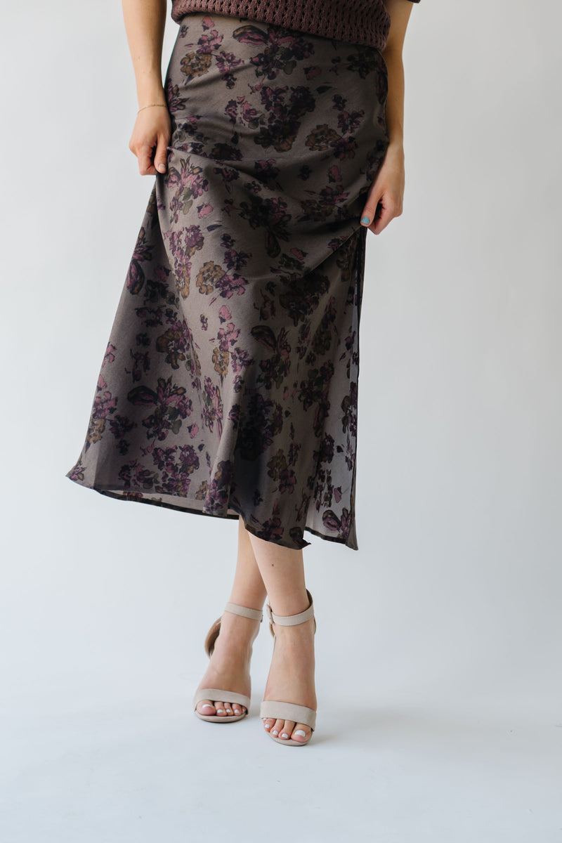 The Andover Floral Maxi Skirt in Mushroom Multi