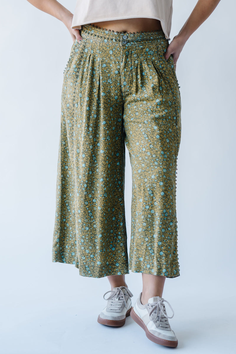 Free People: Bali Guinevere Trousers in Green Combo