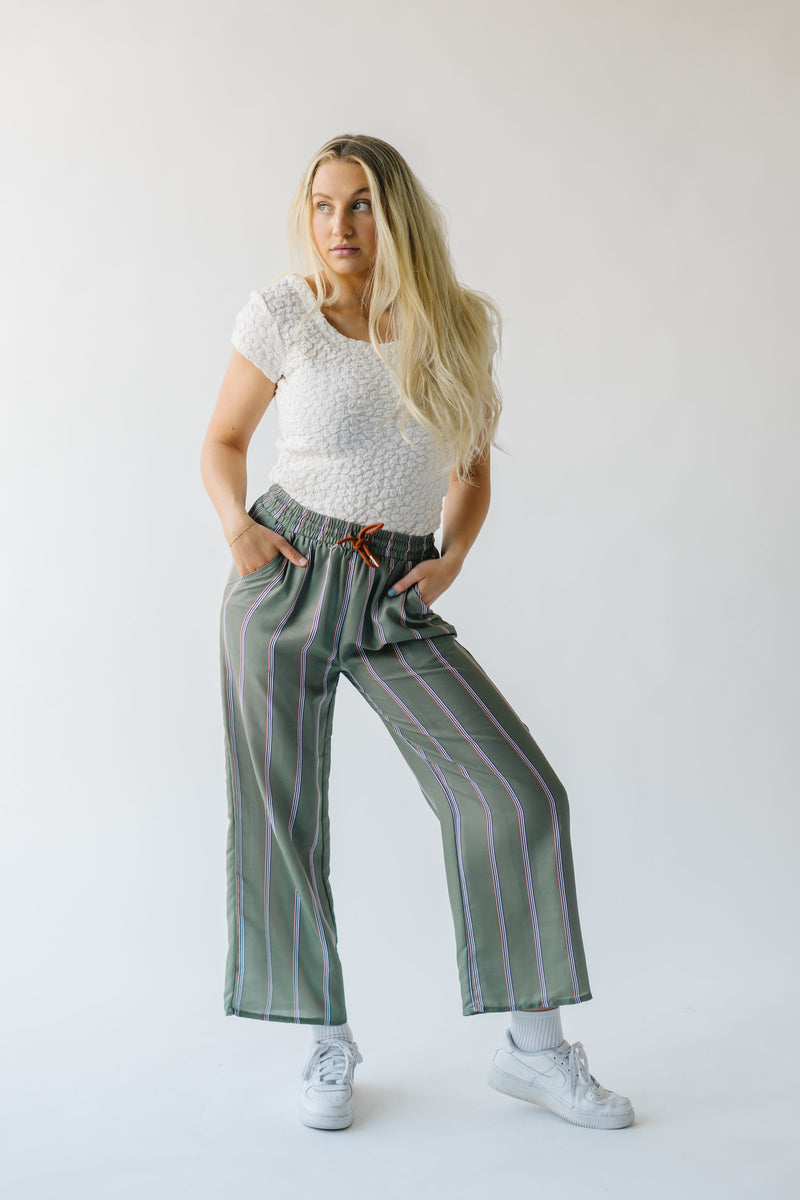 The Nerstrand Striped Tie Detail Pant in Green