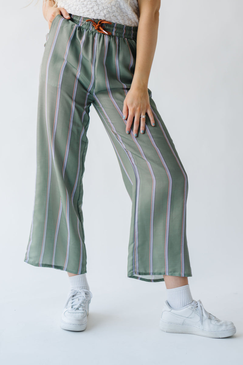 The Nerstrand Striped Tie Detail Pant in Green