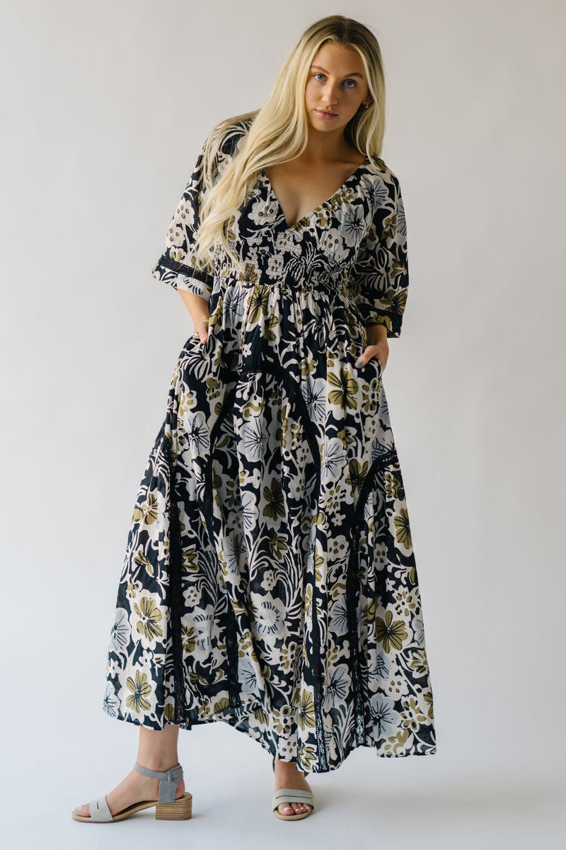 Free People: Printed Dixie Maxi in Black Combo