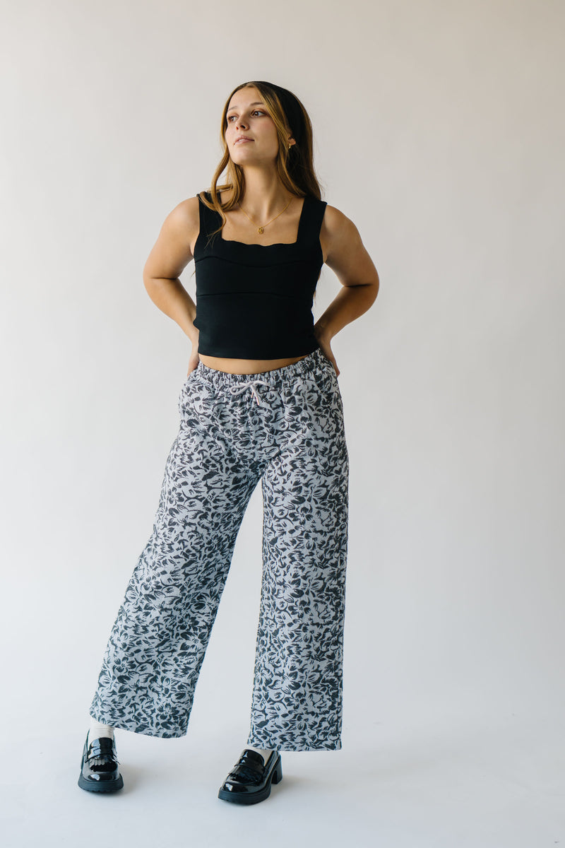 The Hollandale Patterned Straight Leg Pant in Dusty Blue