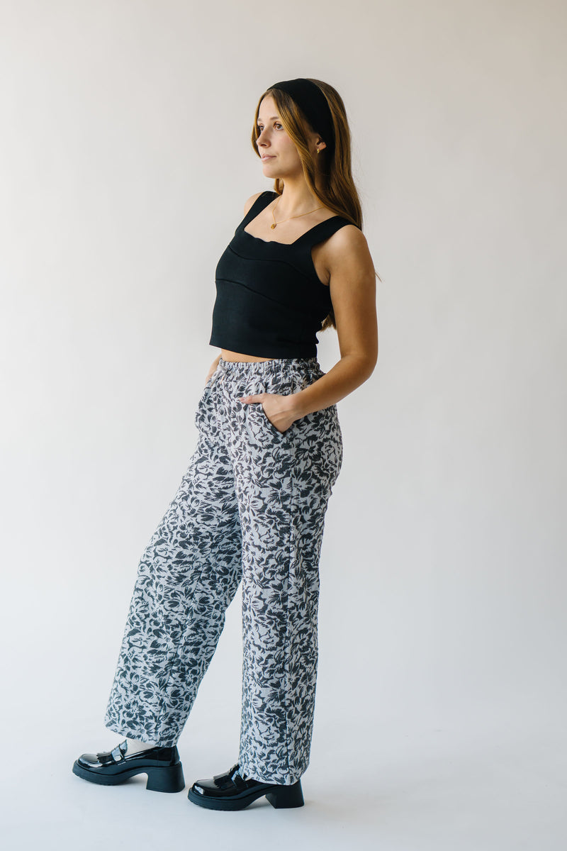 The Hollandale Patterned Straight Leg Pant in Dusty Blue