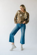 The Tazeen Floral Embroidered Sweater in Taupe