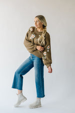 The Tazeen Floral Embroidered Sweater in Taupe