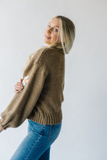 The Tazeen Floral Embroidered Sweater in Taupe