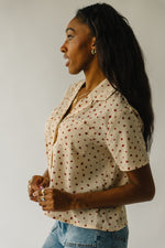 The Cantril Floral Patterned Button-Up Blouse in Light Taupe