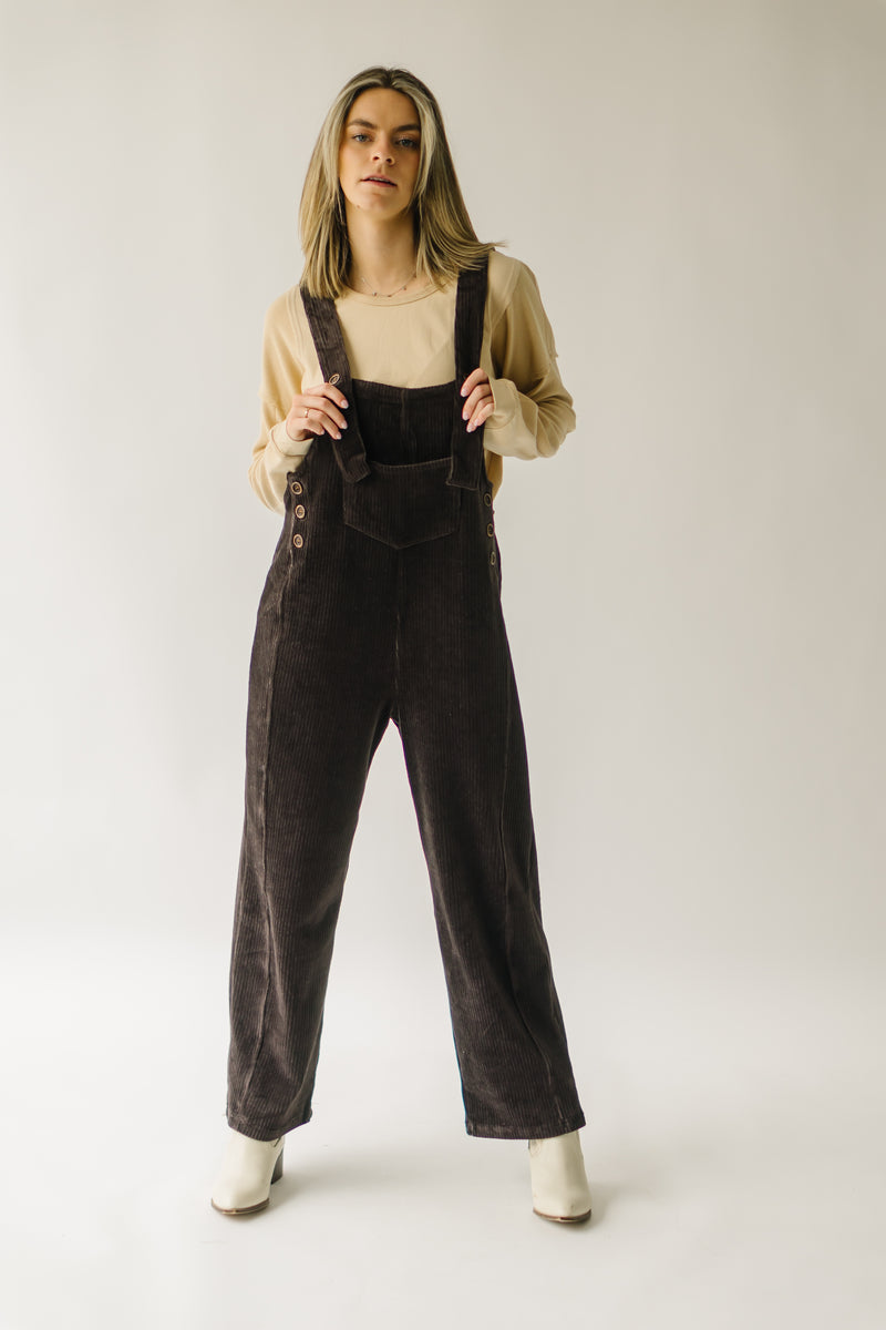 The Davison Corduroy Overall in Washed Black