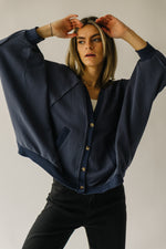 The Whitaker Button Detail Cardigan in Navy