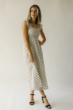 The Ternell Polka Dot Midi Dress in Off White