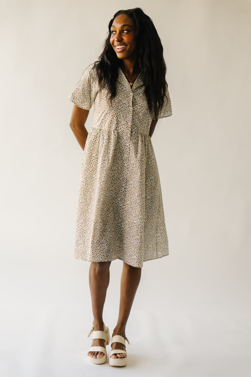 The Stayton Button-Up Dress in Brown Floral