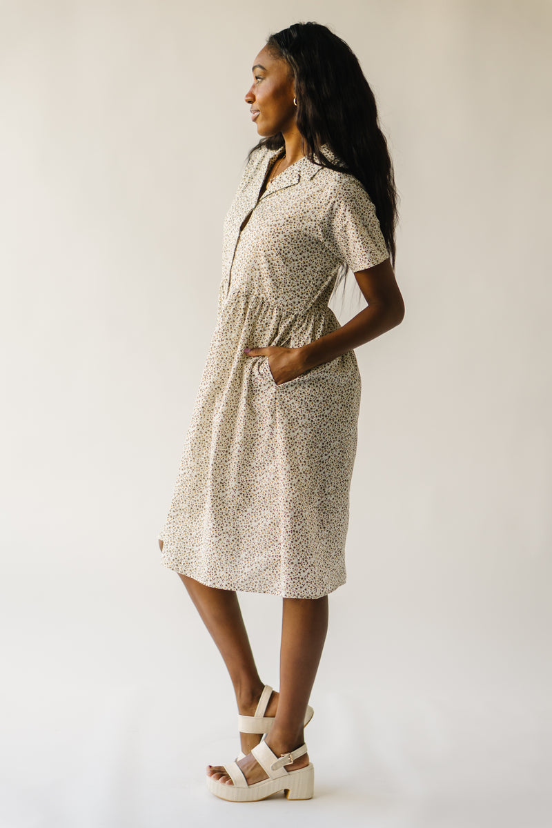 The Stayton Button-Up Dress in Brown Floral