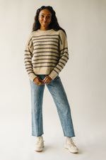 The Peosta Striped Sweater in Taupe Combo