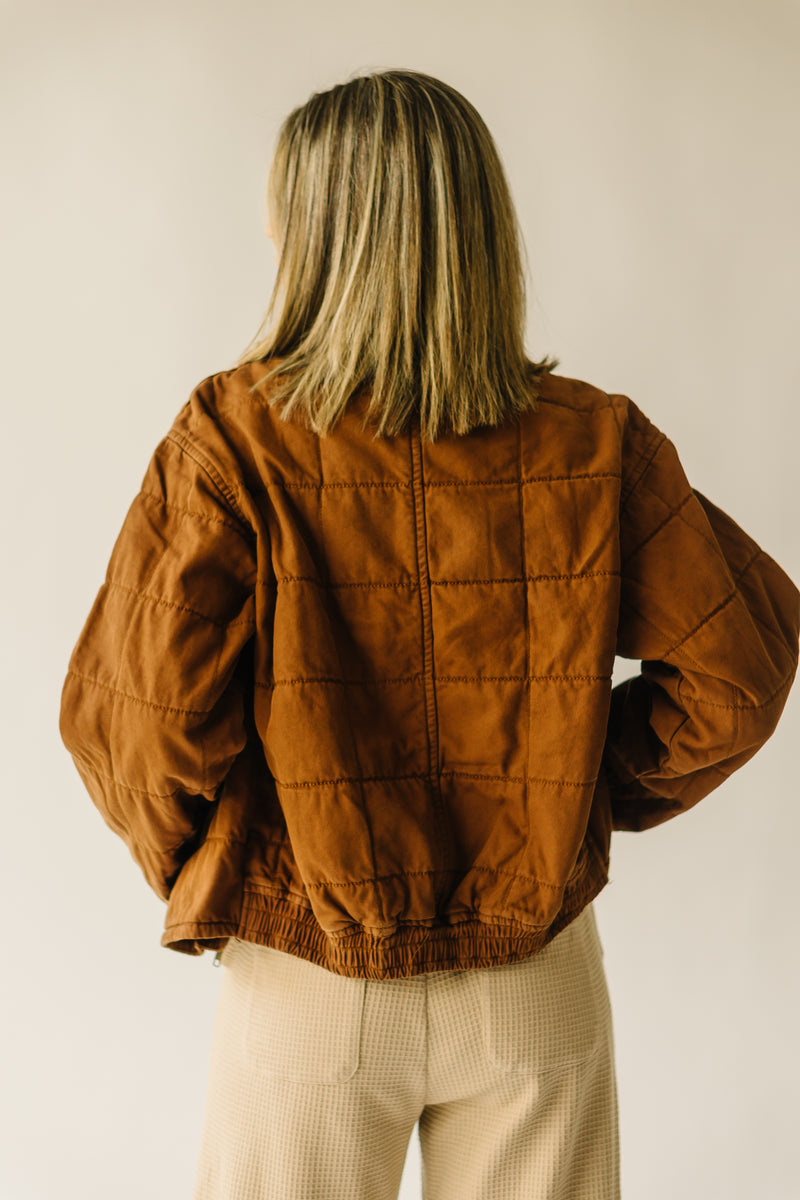 The Chandell Quilted Denim Jacket in Mocha