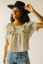 The Dyer Ruffle Detail Blouse in Cream + Black