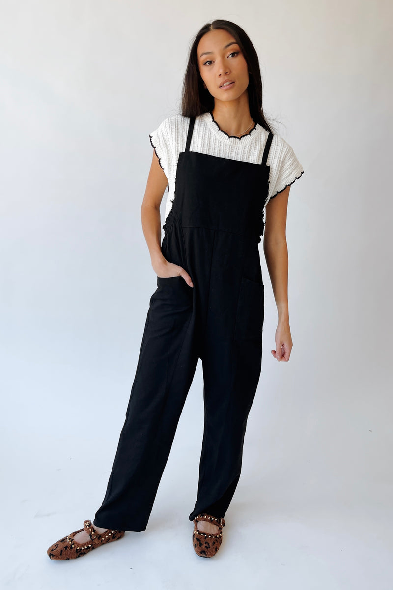The Gianna Woven Overall in Black