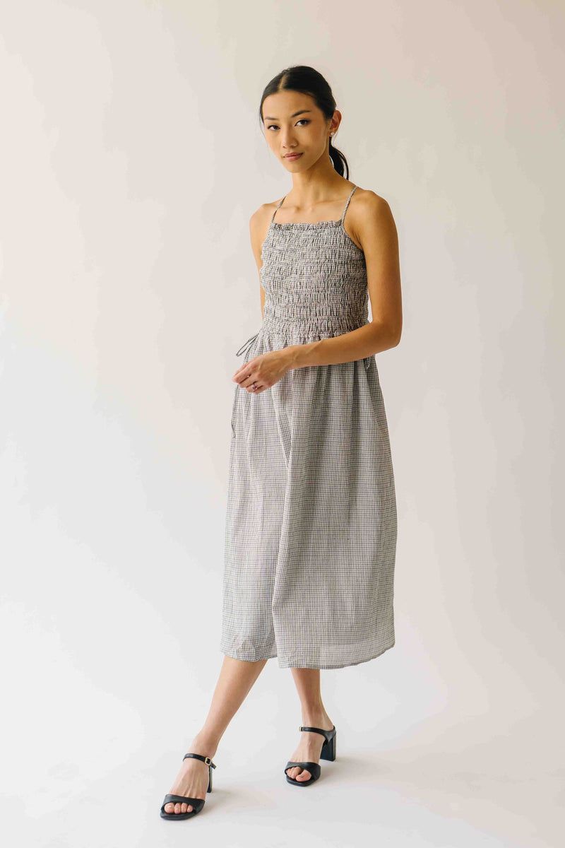 The Townes Gingham Tank Dress in White + Black