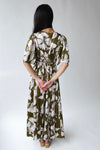 The Romano Piped Detail Floral Maxi Dress in Olive