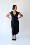 The Sasha Floral V-Neck Midi Dress in Black