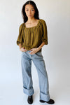 The Elsie Textured Blouse in Dark Olive