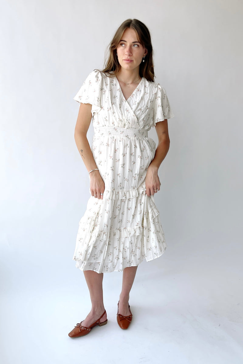 The Jessa Floral Midi Dress in Tea Party Pink