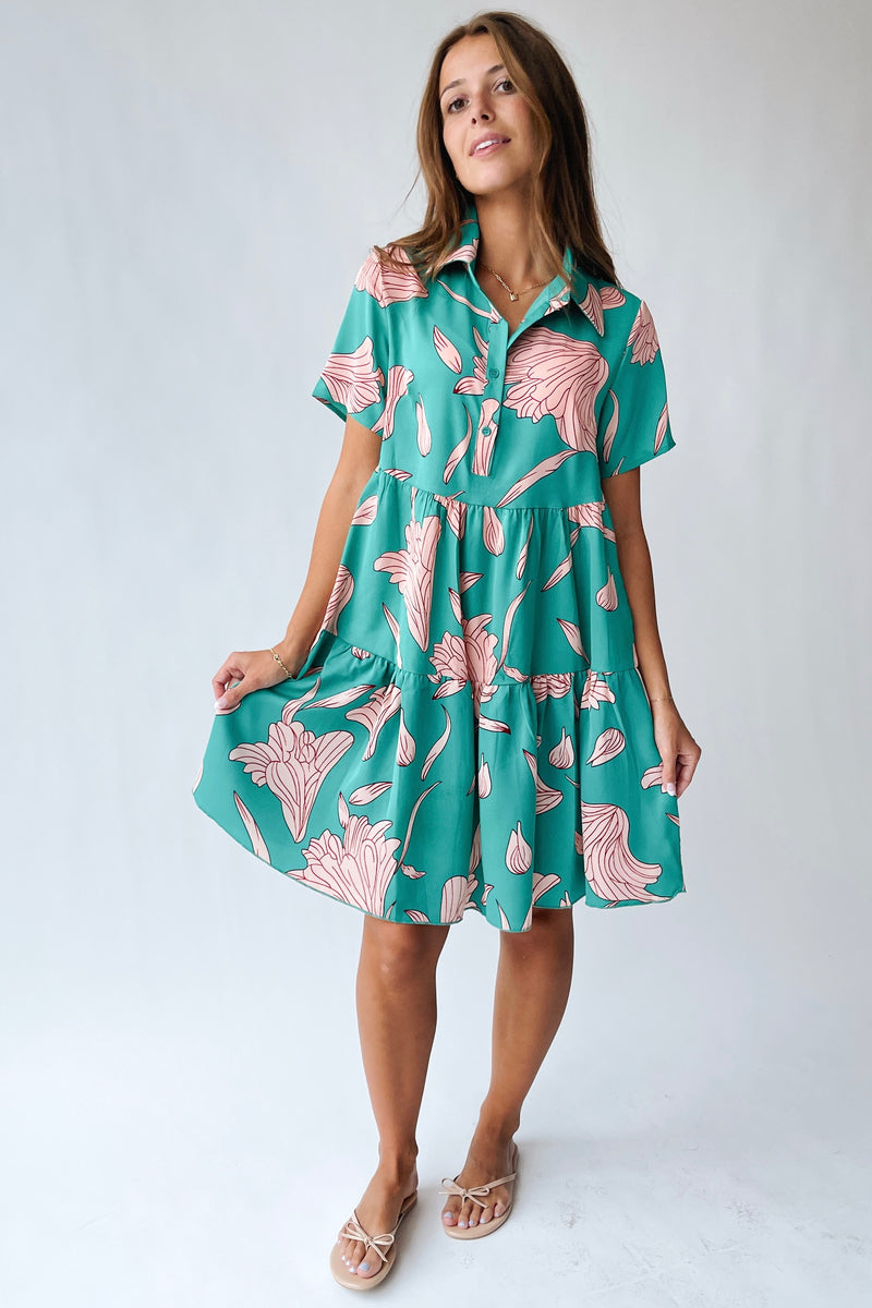 homemade green goddess dressing with avocado The Lexington Floral Button-Up Dress in Green + Pink Large