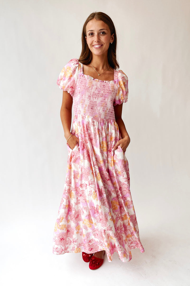 knee length dresses for ladies Hyacinth Watercolor Midi Dress