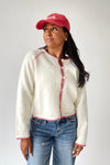 The Layne Stitch Detail Sweater in Ivory + Red