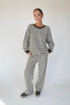 The Abrams Striped Lounge Set in Cream + Green