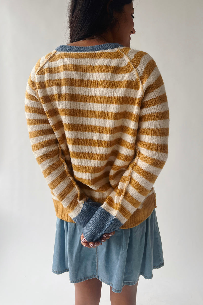 The Richardson Cardigan in Mustard Stripe