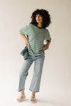 The Dugan Oversized Striped Tee in Ivory + Green