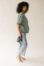 The Dugan Oversized Striped Tee in Ivory + Green