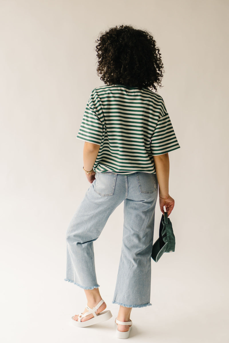 The Dugan Oversized Striped Tee in Ivory + Green