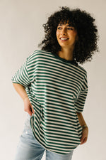 The Dugan Oversized Striped Tee in Ivory + Green